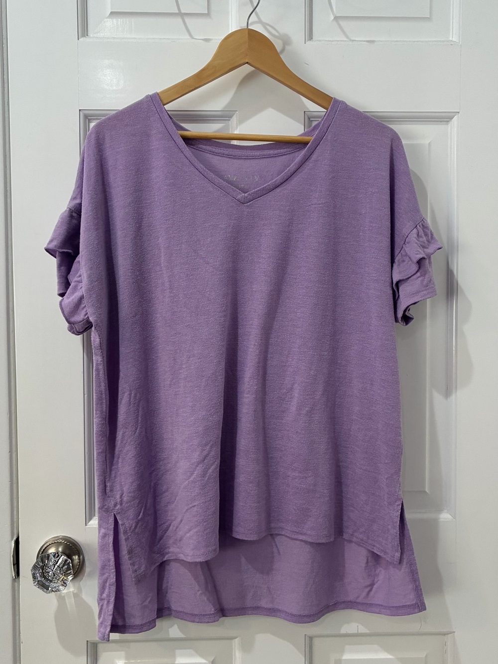Ava & Viv Lavender Purple T-Shirt, Ruffled Sleeves, Size X